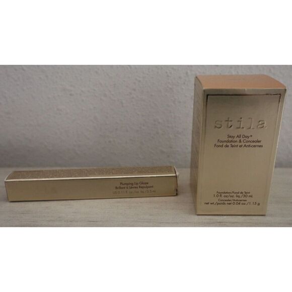 Stila Brown Sugar Plumping Lip Glaze & Medium 9 Foundation & Concealer - Picture 2 of 12